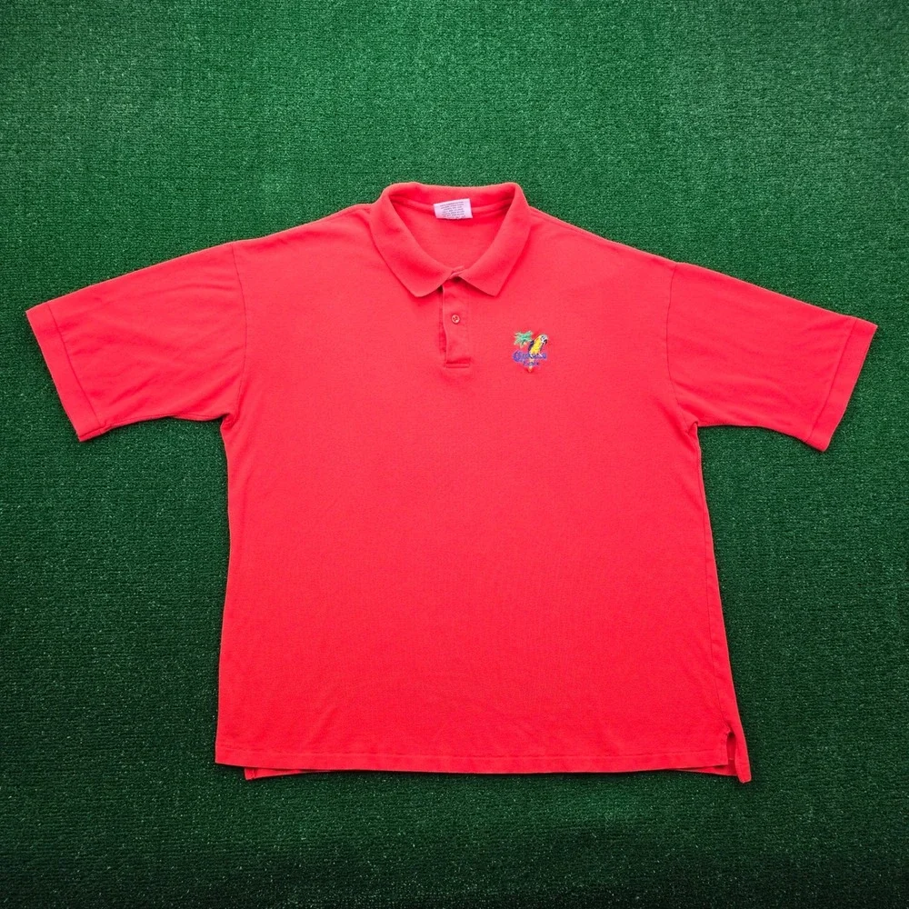 Corona Extra Polo Shirt Mens 2XL/XL Orange Embroidered Parrot‎ Vintage Beer